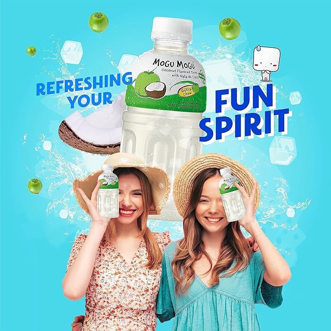 Mogu Flavored Juice with Nata De Coco Coconut 10.82-Ounce (Pack of 36)