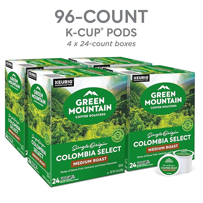 Green Mountain Coffee Roasters Colombia Select Coffee Keurig Single-Serve K-Cup Pods Medium Roast Coffee 96 Count