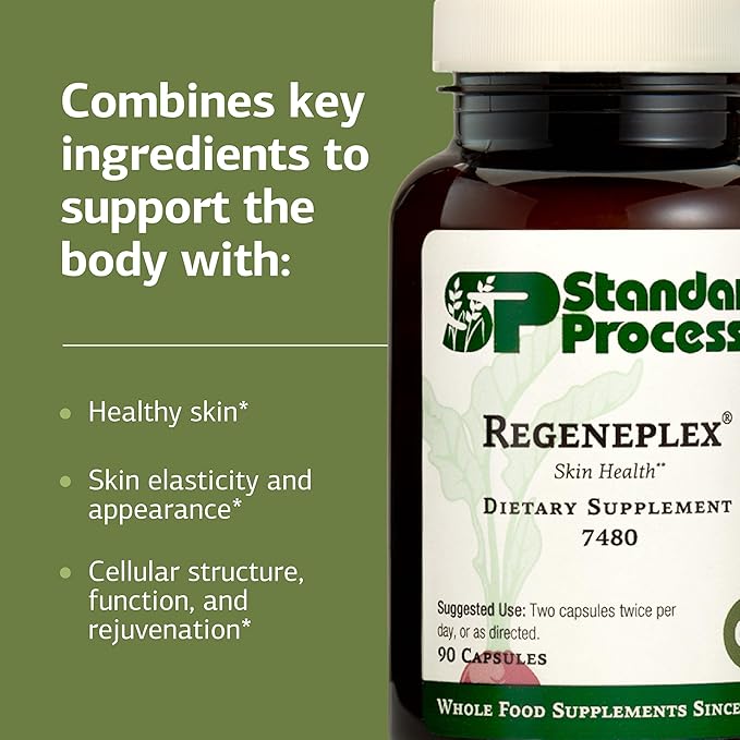 Standard Process Regeneplex - Skin Health Supplement with Vitamin C &amp Zinc - Supports Cellular Function - Gluten-Free - 90 Capsules (45 Servings)
