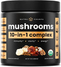 NutraChamps Organic Mushroom Powder - 10-in-1 Complex - Mushroom Supplement Powder Blend for Memory Focus &amp Immune Support - 8oz (8.0 OZ Mushroom Blend)