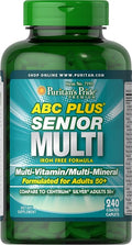 Puritan's Pride ABC Plus Senior Multivitamin Multi-mineral Caplets 240 Count