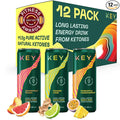 KEY Ketone Energy Drink - Sugar Free and All Natural from Ketones for Long Lasting Energy and optimal Green Tea Caffeine and L-Theanine for Mental Focus to Perform Variety Pack (Pack of 12)