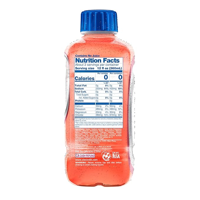 Electrolit Zero Electrolyte Beverage Strawberry-Banana 21 Fl Oz bottle (Pack of 12)