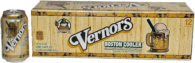 Vernors Ginger Soda (ale) Boston Cooler Edition creamy vanilla 12-pack 12-ounce cans in fridge pack (12-count)