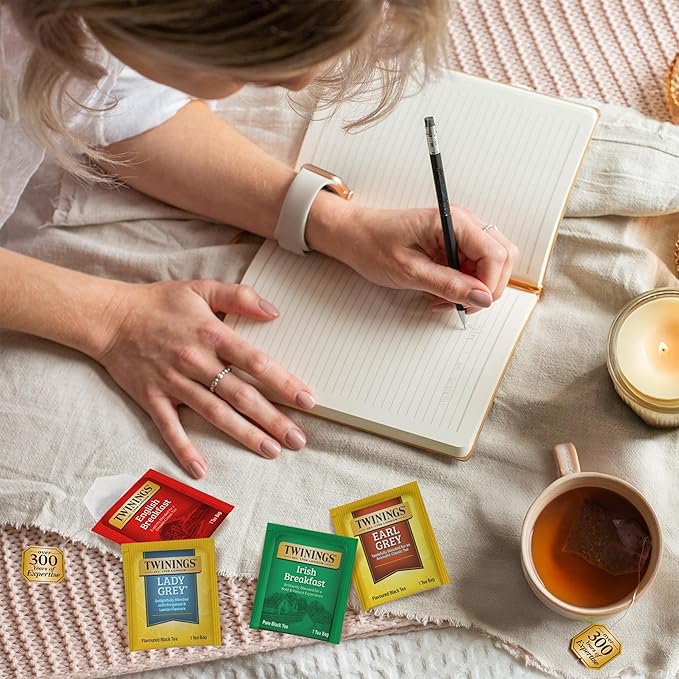 Twinings Variety Pack Black Tea Bags 20 Count (Pack of 4) Includes English Breakfast Earl Grey Irish Breakfast and Lady Grey Caffeinated Enjoy Hot or Iced 80 Teabags