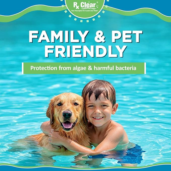 Rx Clear 1 Inch Chlorine Tabs | 15 Pounds | Use Tablets as Bactericide Algaecide &amp Disinfectant in Swimming Pools | Stabilized Long Lasting Slow Dissolving &amp UV Protected