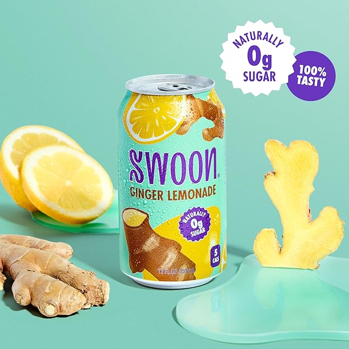 Swoon Ginger Lemonade - Sugar Free Lemonade Low Carb Keto &amp Paleo-Friendly Gluten-Free - Zero Sugar Drinks Made with 100% Lemon Juice Concentrate &amp Sweetened by Monk Fruit 12 Fl oz (Pack o