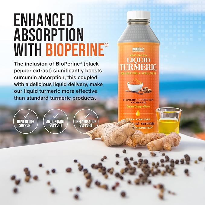Advanced Liquid Turmeric – High Absorption Curcumin with Black Pepper &amp Vitamin D3 for Maximum Bioavailability – Joint Inflammation &amp Immune Support – 20 fl oz