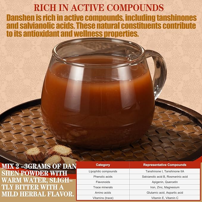 100% Pure Dan Shen Powder 300g/10.58oz Salvia Miltiorrhiza Red Sage Root Powder Geo-authentic Chinese Herbs 200 Mesh Ultra-fine for Tea &amp Soup No Additives Vegan Caffeine Free 丹参粉 丹参