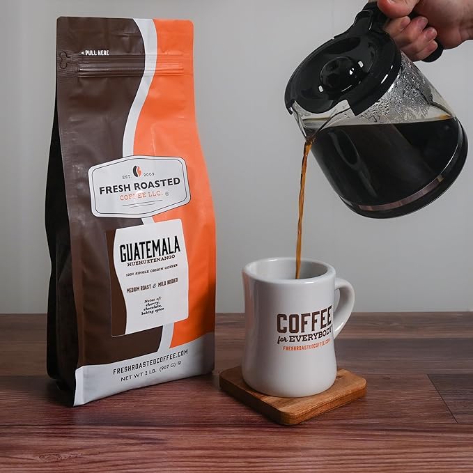 Fresh Roasted Coffee Guatemala Huehuetenango | 2 lb (32 oz) | Single Origin | Medium Roast | Kosher | Whole Bean