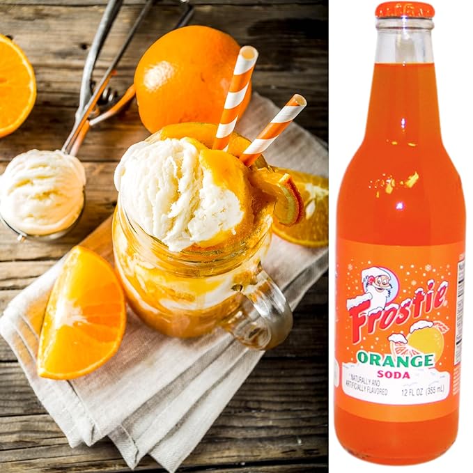 Frostie Orange Soda | 6 Pack of Frostie’s Most Popular Soda Flavors | Real Cane Sugar | 12 oz Glass Bottles in 6 Pack with Crazy Soda Pop Bottle Opener