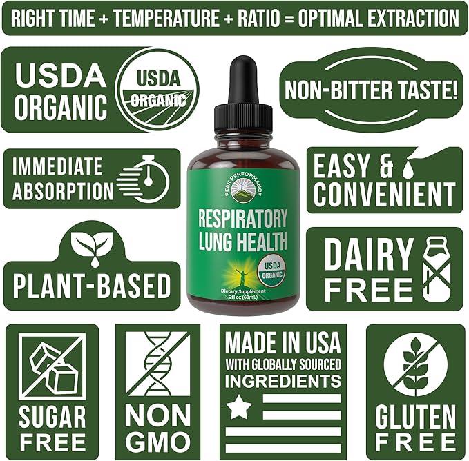 USDA Organic Lung Detox for Smokers and Non Smokers with 6 Top Ingredients. Mullein Leaf Marshmallow Root Calendula. Lungs Cleanse for Better Respiratory Health. Liquid Drops Tincture Supplement