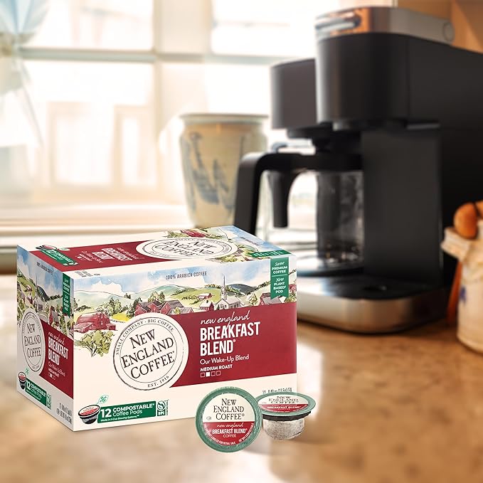 New England Coffee Breakfast Blend Medium Roast Single Serve Pods 12ct Box (Pack of 6)