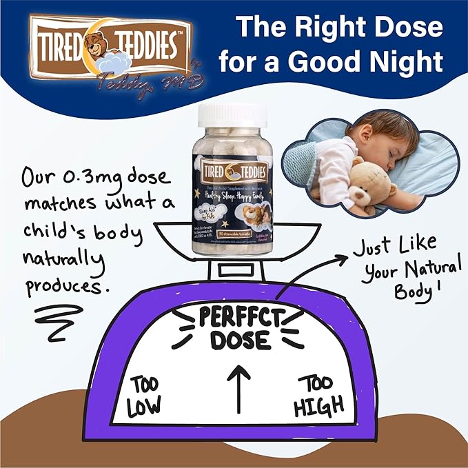 Low Dose Melatonin Kids Chewable 0.3 mg - Kids Melatonin Tablet Sleep Support with Chamomile Bubblegum Flavor 90 Count