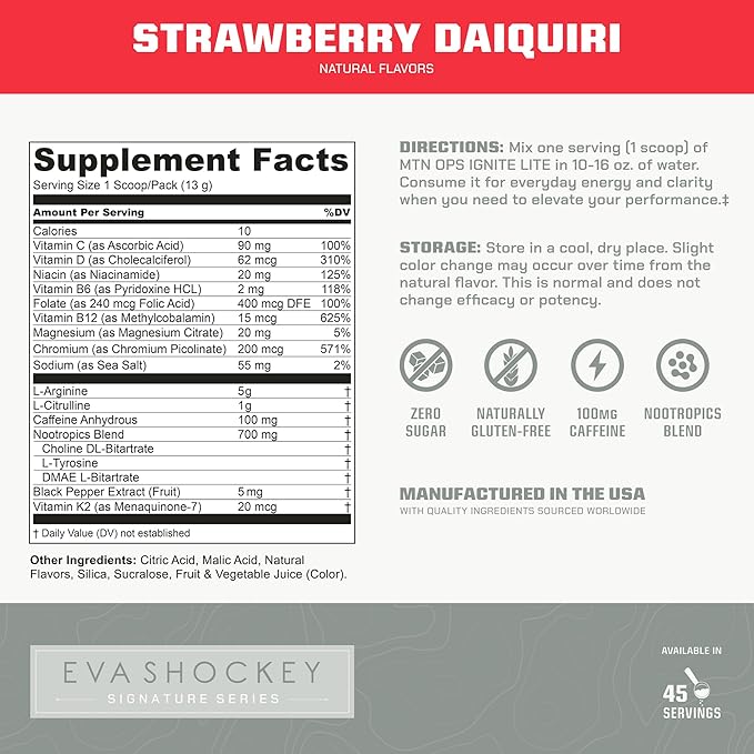 MTN OPS Eva Shockey Collagen &amp Ignite Lite Bundle – Unflavored Collagen Peptides + Strawberry Daiquiri Ignite Lite – Eva Shockey Supplements for Energy Hair Skin &amp Wellness