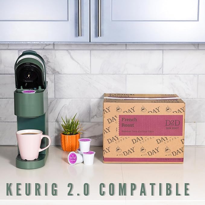 Day To Day Coffee French Roast Dark Roast Coffee Pods 120 Count Compatible with Keurig K-Cup Brewers Classic Dark Roast Coffee