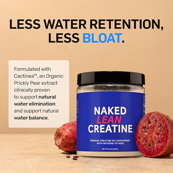 NAKED Lean Creatine HCl Powder 100 Servings - Con-Cret Creatine Hydrochloride with Organic Prickly Pear Extract Electrolytes - Muscle Growth Strength &amp Cognitive Support - Unflavored