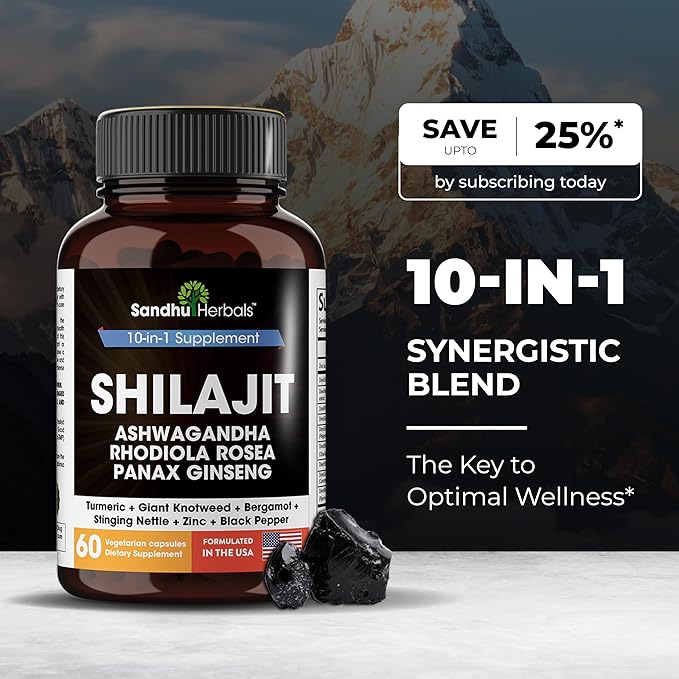 Shilajit Pure Himalayan for Men &amp Women | 120 Capsules with Ashwagandha | High Potency and Energy Supplement | Better Absorption than Gummies | For Extra Power and Stamina | Combo with Sea Moss