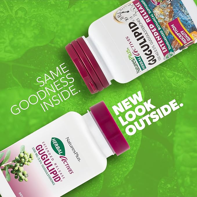 NaturesPlus Herbal Actives Gugulipid Extended Release- 1000 mg 2.5% Guggulsterones - 30 Vegan Tablets - Ayurvedic Botanical Supplement - Vegetarian Gluten-Free - 30 Servings