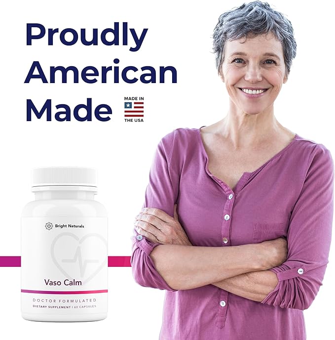 Vaso Calm - Healthy Blood Balance Supplement - Features Fermented Garlic Celery and Grape Seed Extract Hibiscus and Vitamin K2 - Made in the USA 60 Capsules