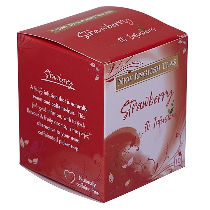New English Teas Fruit &amp Herbal Tea 120 Teabags 12 Packs of 10 Individually Wrapped Tea Bags Naturally Caffeine Free (Strawberry)