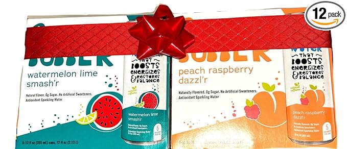 Bubblr Peach Raspberry Dazzlr and Watermelon Lime Smashr Antioxidant Sparkling Water Gift Variety Pack 12 Fl Oz (Pack of 12)