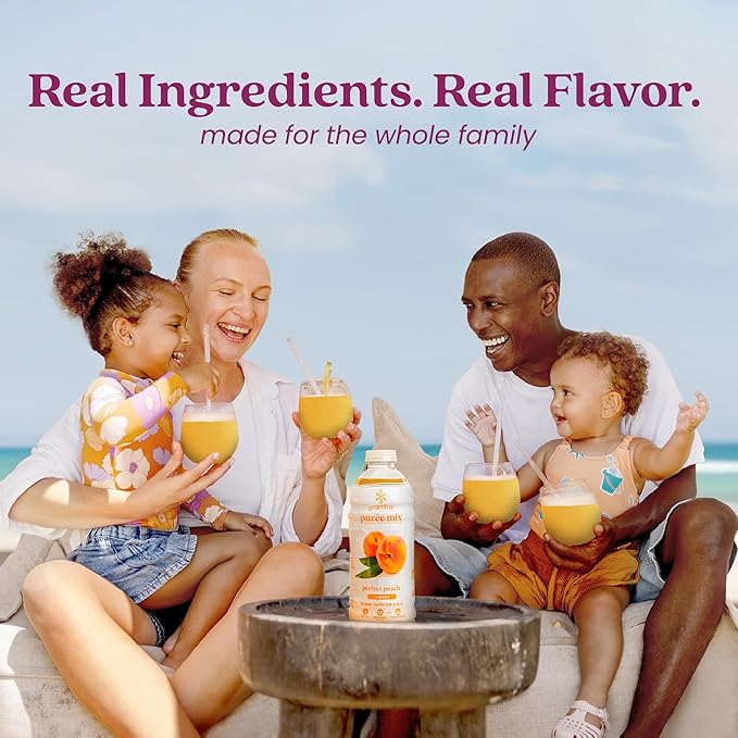 Smartfruit Perfect Peach + Energy – 100% Real Fruit Purée with Peach Apple &amp Pineapple – Great for Smoothies Juice Yogurt Cocktails Teas &amp More – High in Niacin &amp Vitamin A B6 B12 –
