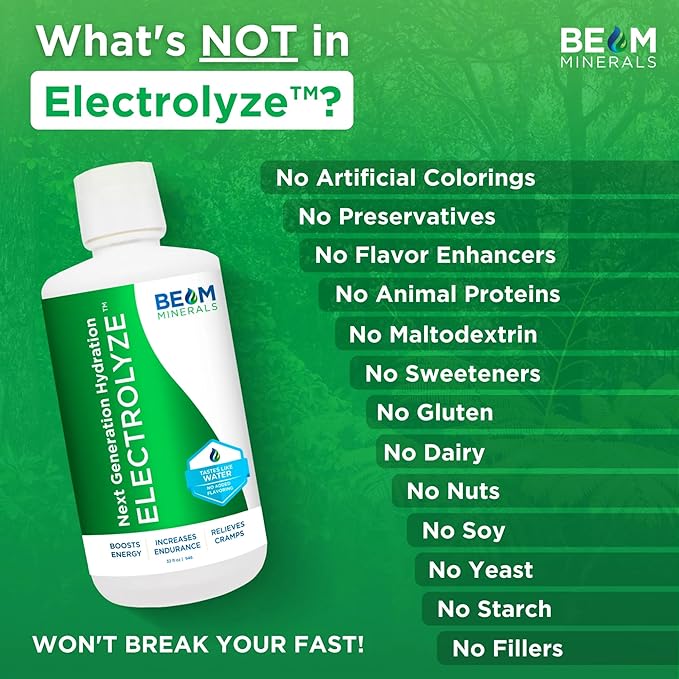 BEAM Minerals Electrolyze | Liquid Electrolyte Replenishment | All The Electrolytes Without All The Salt | 32 fl Oz