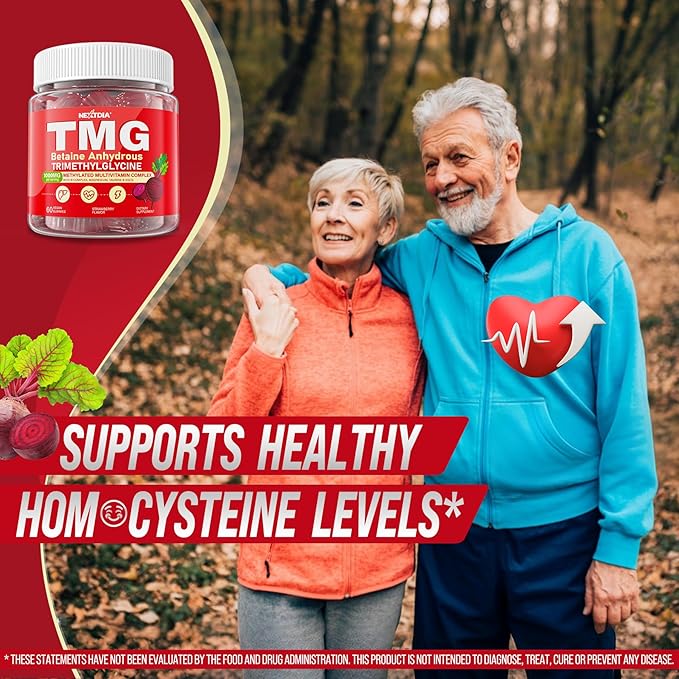 2Pack TMG Gummies 1000mg Betaine Anhydrous + Methylated Multivitamin &amp B Complex Methylated(Methylfolate B12 B6) Magnesium Taurine - Essential Trimethylglycine for Homocysteine Levels Brain En