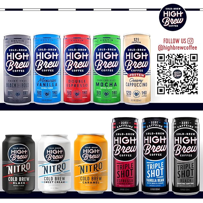 High Brew Coffee Nitro Black Cold Brew Coffee Sugar Free Dairy Free 10 Fl Oz Ready-To-Drink (Pack of 12)
