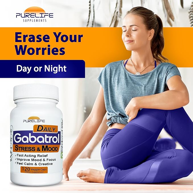 Gabatrol Daily – Plant Based GABA Supplement. Vegetarian and Vegan Friendly (120 Veggie Caps)