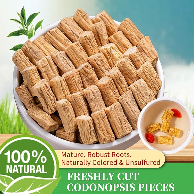 Baihuatang Natural Dried Codonopsis Root Tea 党参 Premium Grade Dang Shen (Codonopsis Pilosulae) | 3-Year Grown Hand-Picked Uniform Size | 200g (7.05oz) Bulk Herbs | No Additives Sulfur-Free