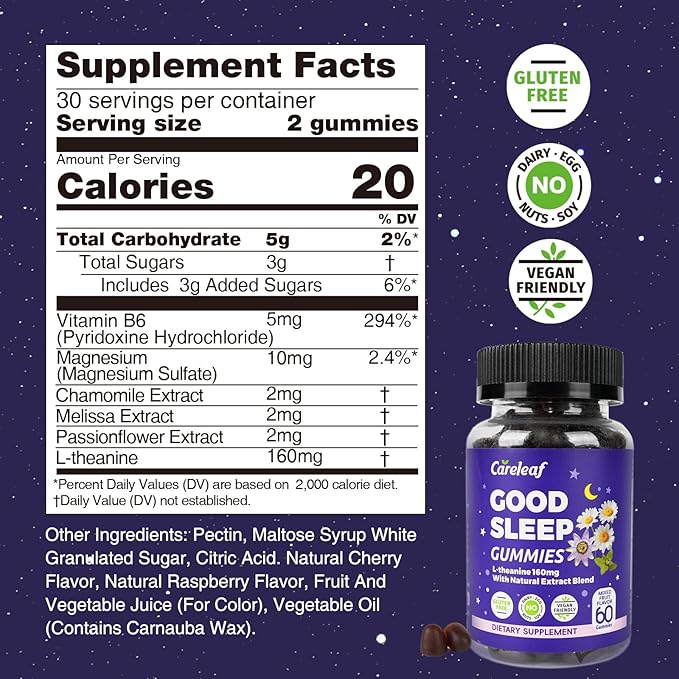 Sleep Gummies No Melatonin - Kids Sleep Gummies with L-Theanine Magnesium &amp Herbal Blend 60 Vegan Sleep aids for Adults Reduces Nighttime Overthinking