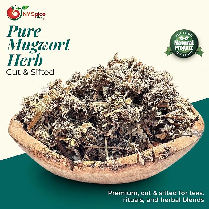 NY Spice Shop Cut &amp Sifted Dried Mugwort Leaves - 3 Pound Natural Artemisa Hierba Seca - Dried Mugwart - Herb Dried Tea (Artemisia vulgaris L.) - Herb Loose Leaves for Herbal Tea