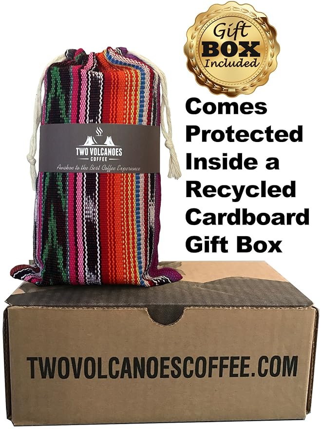 Two Volcanoes Coffee - Gourmet Guatemala Whole Bean Medium Roast Single-Origin Coffee Gift Bag. 1 lb