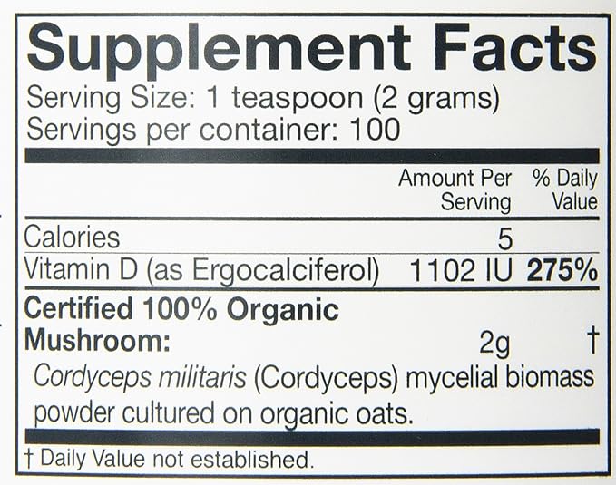Om Organic Mushroom Superfood Powder Cordyceps 100 Servings Energy and Endurance Support Supplement 7.05 Ounce (Pack of 1)