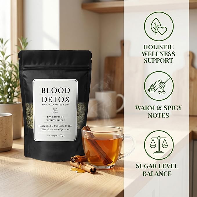 Healing Garden Blood Detox - Jamaican Herbal Tea Blend Plant-Based Botanical Tea For Daily Enjoyment Purifies Blood Loose Leaf Herbal Tea 170g/Bag
