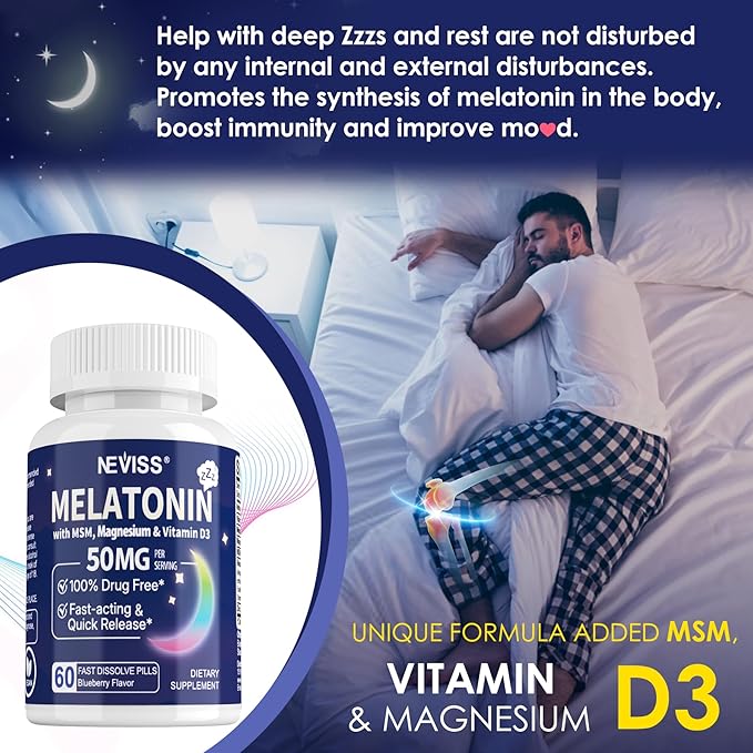 NEVISS Melatonin 50 mg Fast Dissolve Tablets + Ultra High Dose Melatonin 100mg