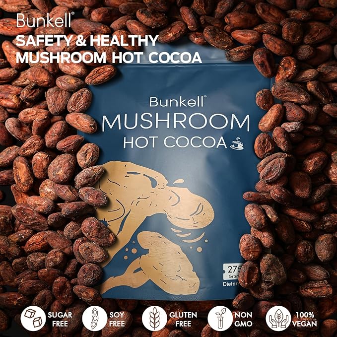 Mushroom Hot Cocoa Adaptogenic Mushroom with Reishi L-Theanine Chicory Melatonin &amp Glycine Melatonin Sleep Hot Cocoa Supplement for Sleep and Stress Support 25 Servings 1 Pack