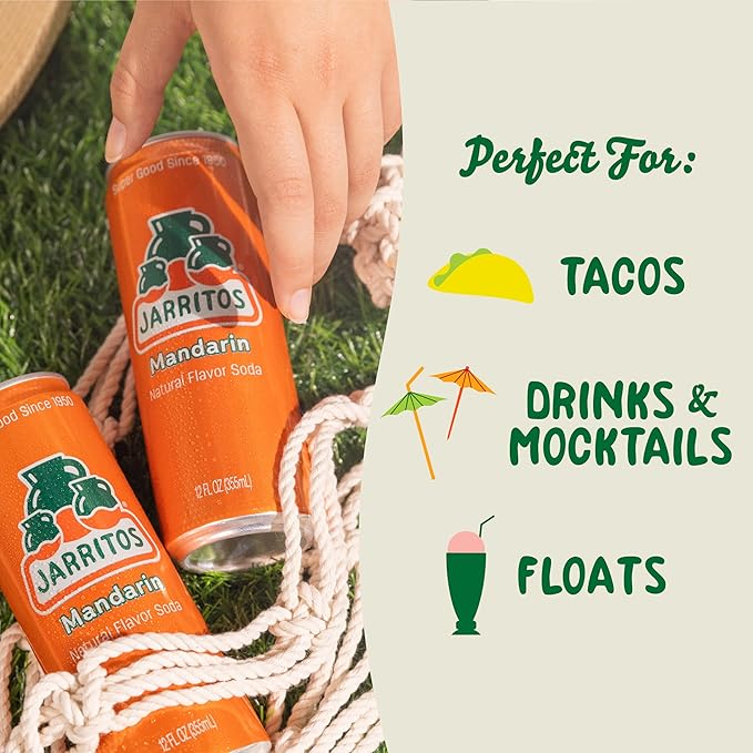 Jarritos - Mexican Soda Soft Drinks Pineapple (12 oz 355ml) 24 Cans (3 Boxes of 8) - Real Cane Sugar - 0g Fat - Made in Mexico - Natural Flavor Soda Pop - Party &amp BBQ Beverages