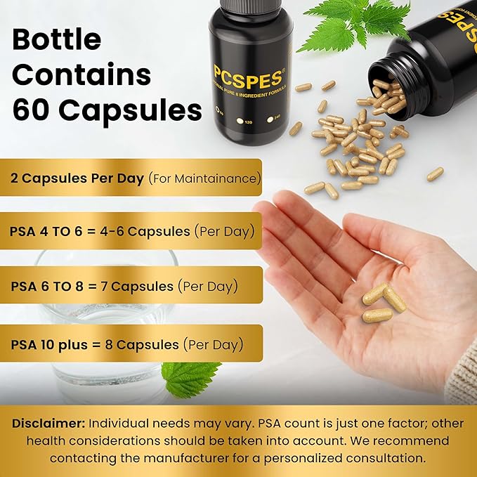 Prostate Supplements for Men - Lower PSA Levels Naturally with Saw Palmetto &amp 7 Pure Herbs - Bladder Control Supplements &amp Reduce Nighttime Urination 60 Count