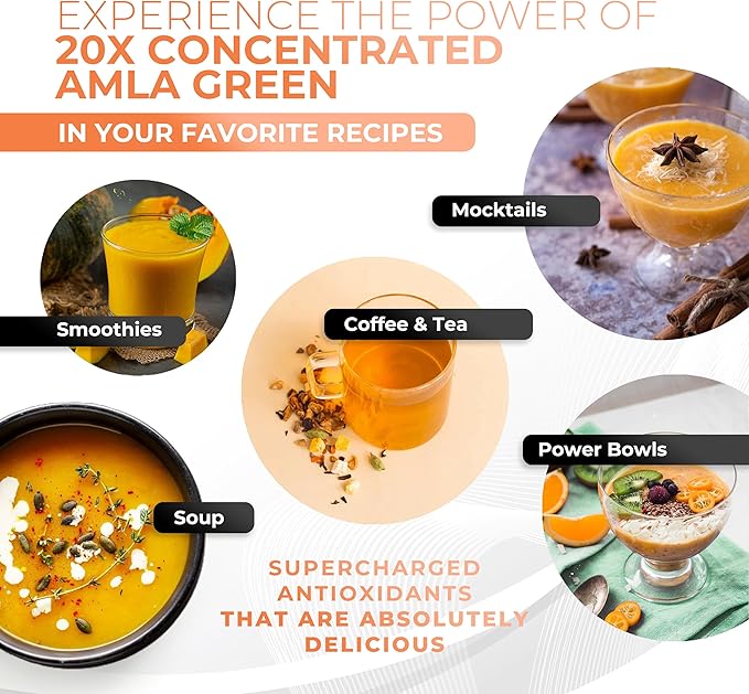 Amla Powder Superfood Supplement with Pumpkin Spice 20x Ultra Concentrated Amla Made with Cinnamon Ginger Nutmeg Cloves Allspice Cardamom Indian Gooseberries Pumpkin Spice 90 Servings