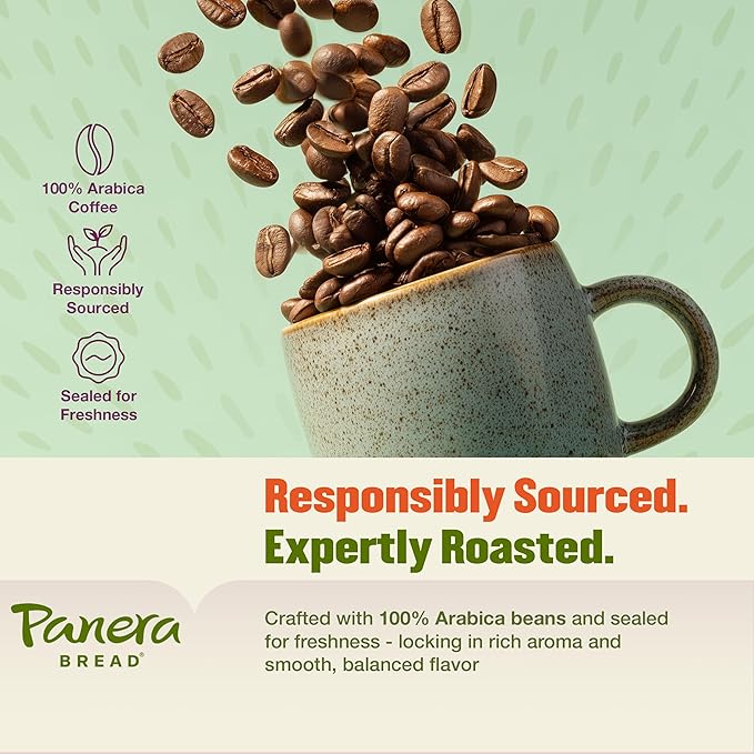 Panera Bread Cinnamon Roll Coffee Cups - Medium Roast Single Serve Pods 100% Arabica No Artificial Flavors Bakery-Cafe Inspired Keurig Compatible 60 Single Serve Pods (6 Packs of 10)