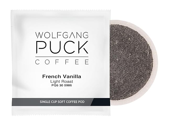 Wolfgang Puck Coffee French Vanilla 9.5 Gram soft Pods 18 Count (Pack of 3)