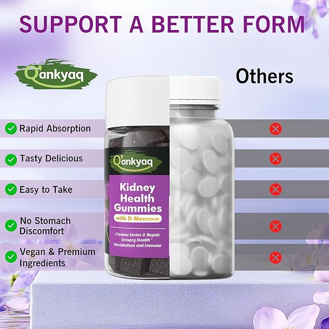 D mannose Gummies for Women Kidney Cleanse Detox &amp Repair Gummies – Urinary Health &amp Kidney Stone* Support Chewable D-mannose with Astragalus Dandelion Milk Thistle – Vegan Sugar-Free 60