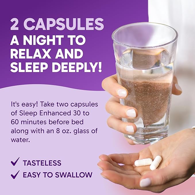 Clinical Effects Sleep Enhanced - Magnesium Supplement - 60 Capsules - Magnesium Glycinate L-Theanine and Apigenin - for Relaxation and Natural Calm - No Melatonin Sleep Support - USA Made