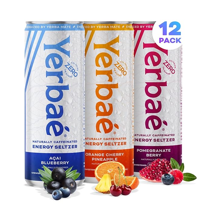 Yerbaé Energy Seltzer &amp Beverage Bundle - 16oz &amp 12oz Variety 24-Pack 0 Sugar 0 Calories 0 Carbs Energized by Yerba Mate &amp Plant-Based
