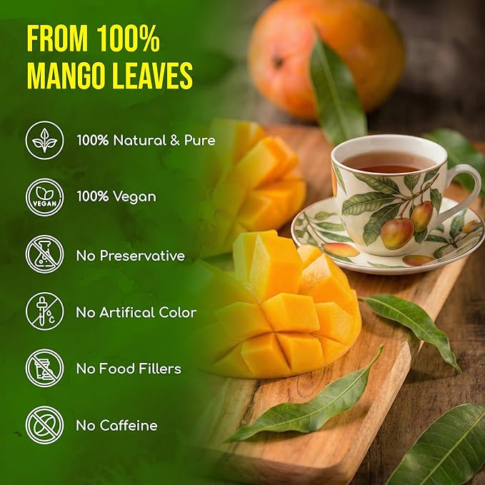 FreshDrinkUS Premium 100 Mango Leaf Tea Bags Hojas de Mango secas 100% Natural &amp Pure Loose Leaf Herbal Tea. Non GMO No Sugar No Caffeine No Gluten Vegan