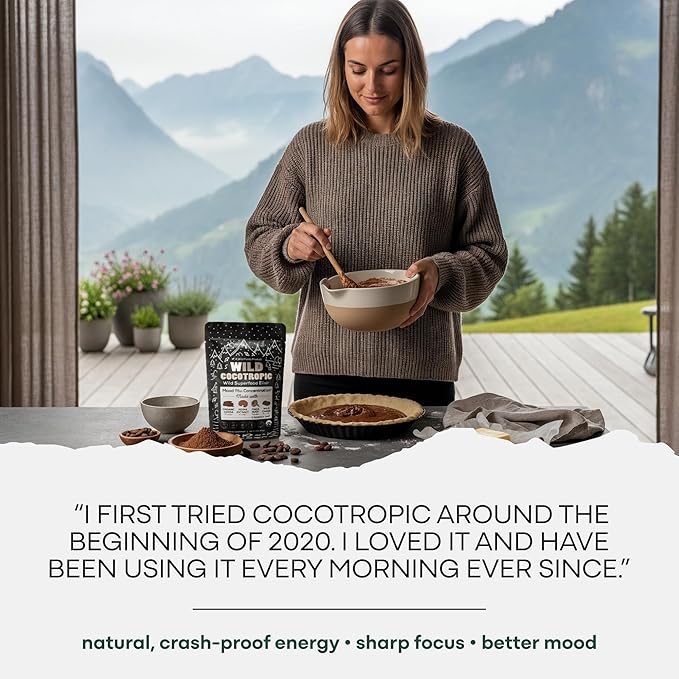 Organic Cocotropic Mushroom Hot Cocoa - Mushroom Coffee Alternative | Sugar Free Hot Chocolate | Organic Cocoa Powder Reishi Mushrooms Chaga Maca Root Turmeric | Delicious Sustained Focus Energy