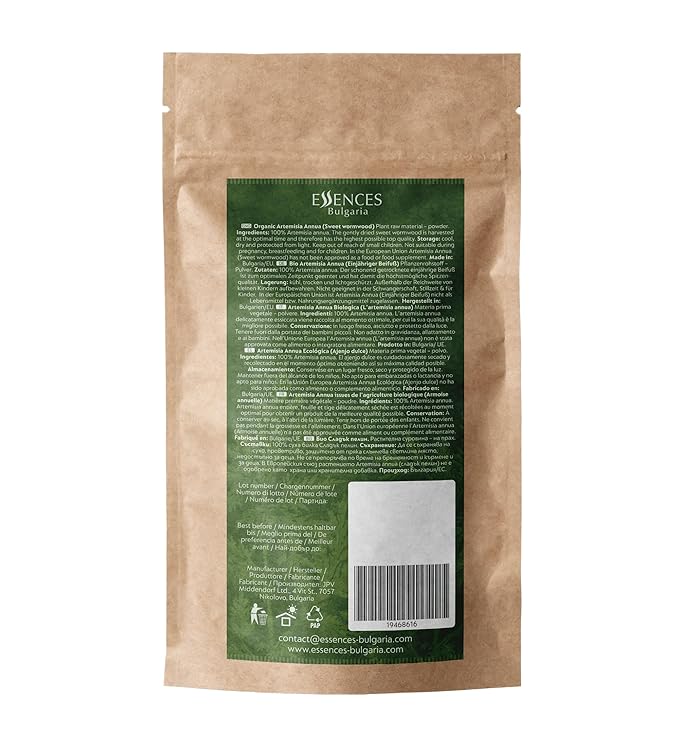 Essences Bulgaria Organic Sweet Wormwood (Artemisia Annua) | Powder 4.4 Oz (125 gr.) Herbal Supplement | 100% Natural | Premium Quality | No Additives or Preservatives | Non-GMO | Vegan